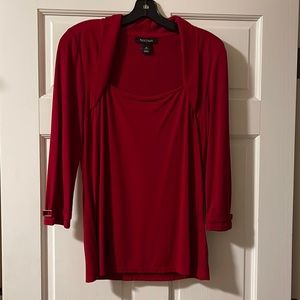 Three-quarter length sleeve red blouse
